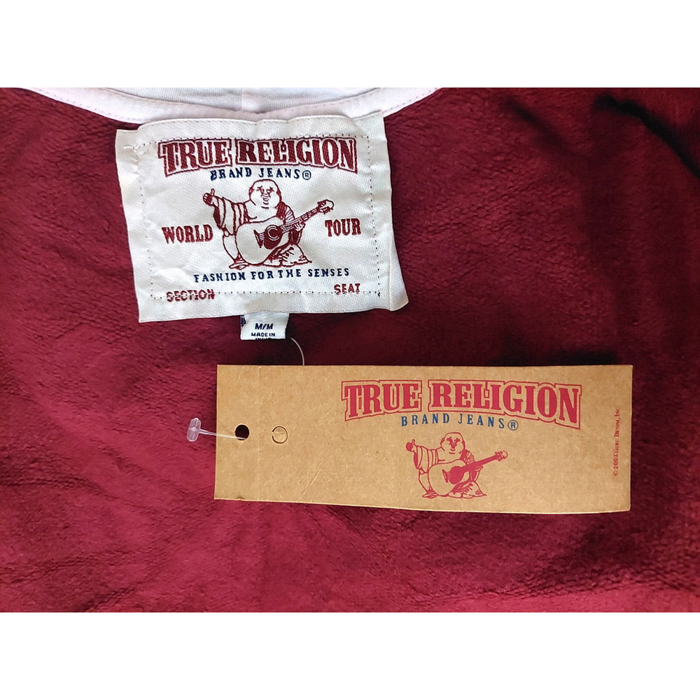 True Religion Brand Jeans Playoff Champs Raglan Hoodie Sweatshirt Size M NWT - Picture 13 of 16
